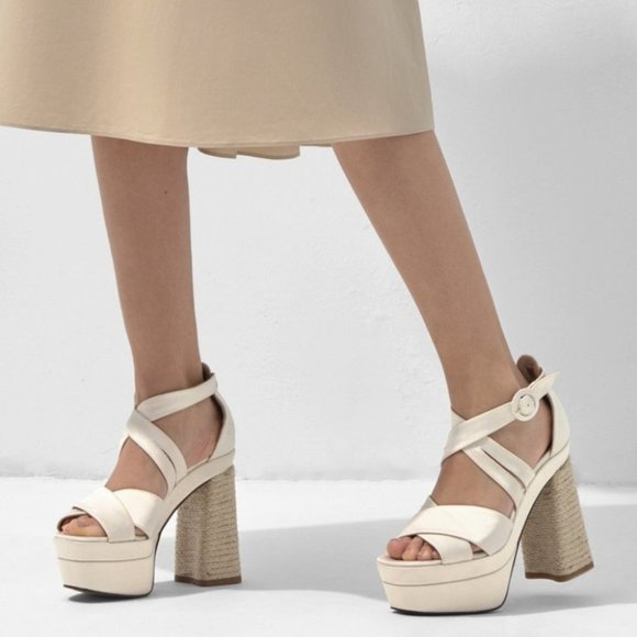 Castaner Arola Leather & Satin Platform in Crudo